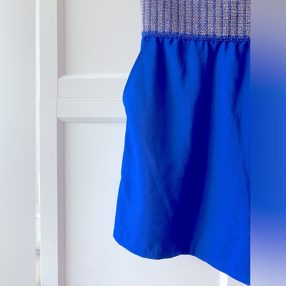 Blue and Silver Embroidered Mini Strapless Romper - Picture 3 of 10